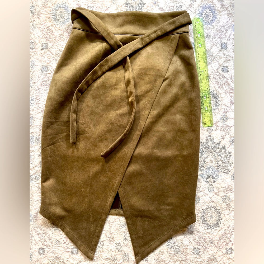 Olive green asymmetrical pencil skirt